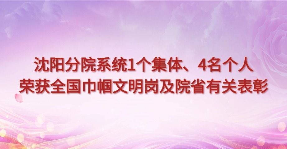 沈阳分院系统1个集体、4名个人荣获全国巾帼文明岗及院省有关表彰